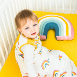 Babasac multi tog babyslaapzak Rainbow Mustard trim