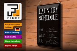 Tin sign saying 30x40cm laundry schedule sort tody wash