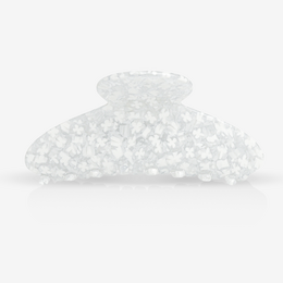  White hair clip with intricate floral design, made of delicate pearls and crystals, suitable for formal or casual wear.
