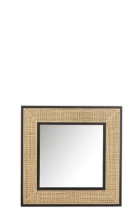 J-Line mirror Molly Exotic - wood/rattan - black - small