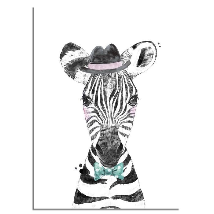 Zebra Kinderkamerposter Hoedje