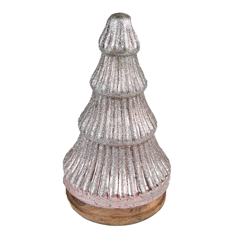 Kerstdecoratie Kerstboom 24 cm Roze Hout