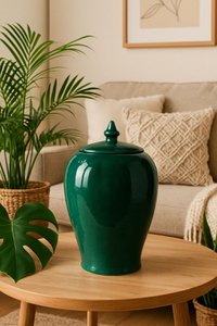 Deksel vaas keramisch groene 25 cm vaas met deksel