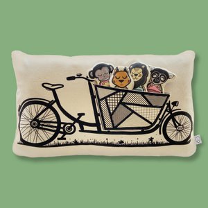 Interactieve kussenhoes van biologisch katoen - Bakfiets