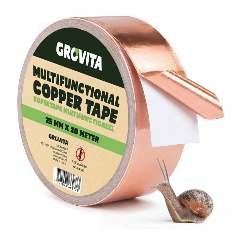 Grovita Kopertape - 25 mm x 20 meter - Anti-Slakken - Slakkentape