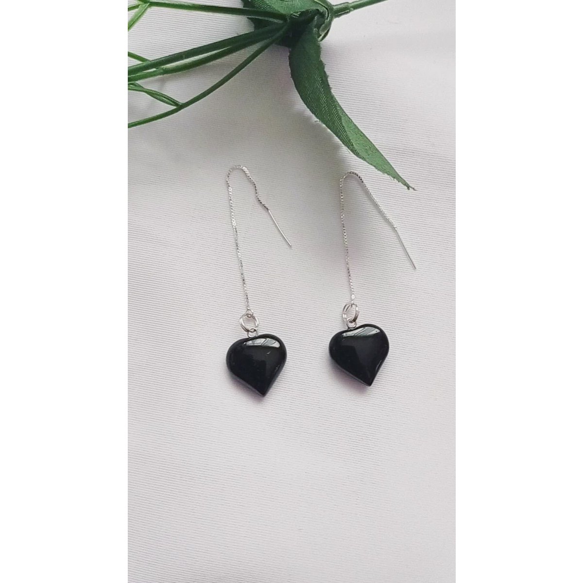 Onyx Herz Einfädler Ohrringe, Sterling Silber Ohrringe | von nlanlaVictory