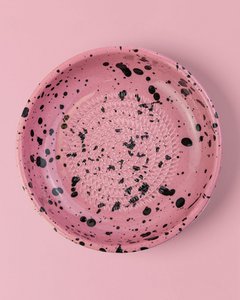 Knoblauchreibeschale – handbemalte Keramik – groß – kosmisch