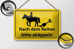 Tin sign note 18x12cm Please abäppel after riding decoration