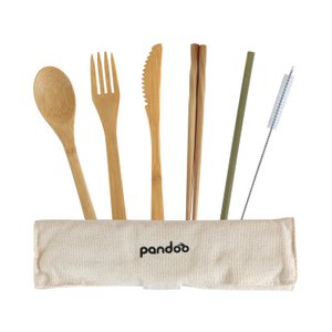 Bamboo and cotton picnic and travel cutlery set