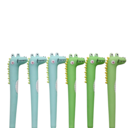  Set of 6 crocodile-shaped pens, 3 blue and 3 green.