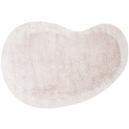  Soft, natural-colored rug in a heart shape, suitable for a child's room or nursery. Made of washable materials, it measures 140 x 200 cm.