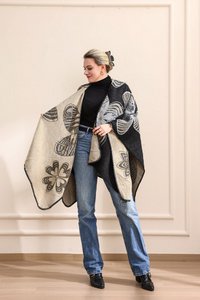 Emilie scarves poncho cape gray-anthracite shawl