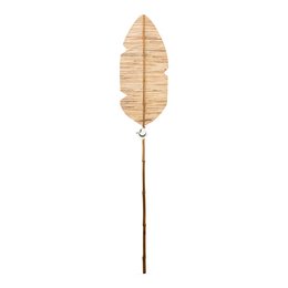 Decorative leaf-shaped object made of woven natural material, suitable for use as a home accent or decor piece.