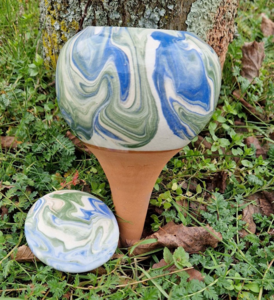 Olla om te planten 40cl blauw/groen golfeffect