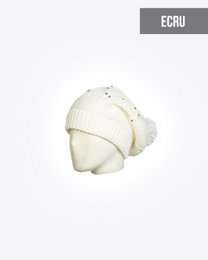 Damebeanie med pompom og perler: TASLI