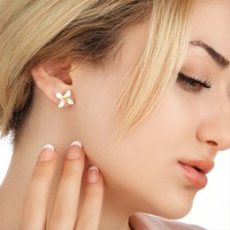 Lily Flower Stud Earrings - 925 Sterling Silver Stud Earrings - OHR925-41