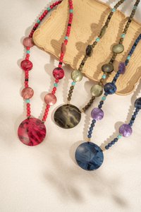 Lange ketting Resin Ronde hanger Gemarmerd