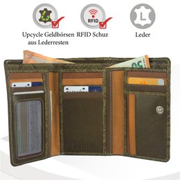 Sunsa damesportemonnee. Leren portemonnee. Portemonnee met RFID-bescherming. Portemonnee gemaakt van overgebleven leer. Grote portemonnee voor dames met veel vakjes voor creditcards - portemonnee voor dames, cadeau-idee