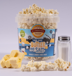 Buttery and salty popcorn, perfect for movie nights. Available in 1200ml and 2500ml sizes.