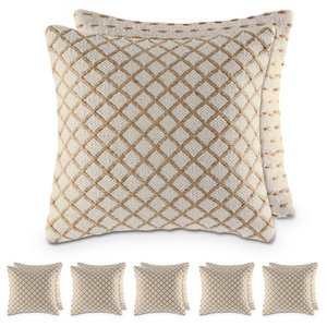 Decorative cushion 40x40cm 12-piece set 2 x 6 PU sofa cushion decorative cushion cotton and natural jute
