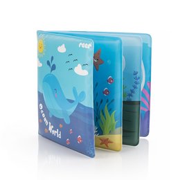 A colorful, interactive bath book featuring whimsical underwater creatures and characters. Designed to engage and delight young children during bath time.