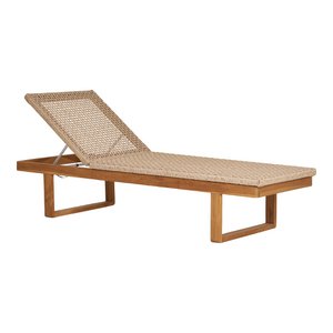 Derby ligstoel - natuurlijk teak/PE rotan, 190x65x38 cm