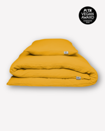  Yellow muslin bedding set with sunflower pattern, soft cotton material, multiple sizes available