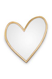 Heart-shaped gold-framed mirror, 30cm in size, suitable for wall decor.