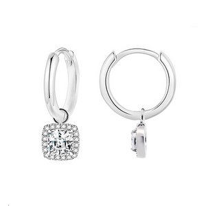 Quadratische Zirkon -Drop -Reifenohrringe