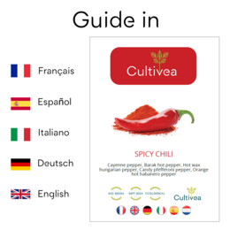 CULTIVEA® økologisk chilipebersæt til at plante – Chili frøæske med Habanero Orange, Cayenne, Barak, Ungarsk og Candy Chili – Komplet grøntsagsfrøsæt – Gaveidé