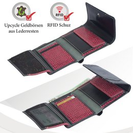 Sunsa damesportemonnee. Leren portemonnee. Portemonnee met RFID-bescherming. Portemonnee gemaakt van overgebleven leer. middelgrote portemonnee voor dames met veel creditcardvakjes - portemonnee voor dames, cadeau-idee