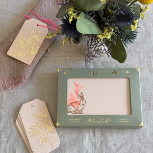 Notecard Set / Riso-Druck / Hase mit Narzisse / nachhaltig