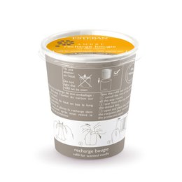  "Amber scented candle refill, warm golden yellow color, cylindrical container, 180gr size"