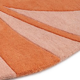 Wool Rug Round 120 cm Leaf Coral