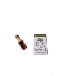 Small olive wood scoop with a natural, organic appearance. Ideal for scooping and serving sugar, spices, or other dry goods.