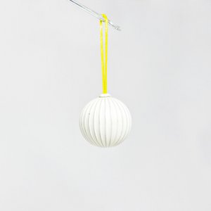 Kerstbal Stripe wit/goud