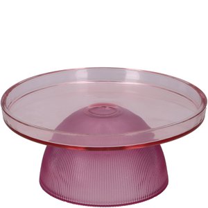 Glasbord Moga op voet, D26cm, H11,5cm, roze