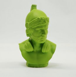 Green Techno Roman statue, featuring a stylized bust with a Greco-Roman inspired helmet or headpiece, in a vibrant green color.