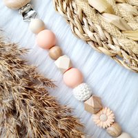 Pacifier Clip Daisy Peach