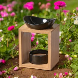 Naturea Series Kalos Perfume Burner - Scented wax candle holder made of bamboo and ceramic for aromatherapy and decorative use. Ideal gift idea.