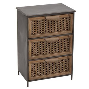 TABLE 3 DRAWERS METAL AND RATTAN HH294416 (8444)