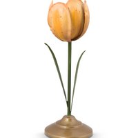 Candle Holder Metal Tulip Yellow 21cm