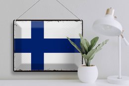 Tin Sign Flag Finland 40x30cm Retro Flag of Finland