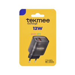  Black compact dual port 12W wall charger, fast charging power adapter with USB ports