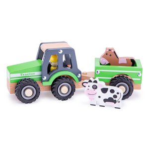 Wooden Tractor with Trailer - Animals
