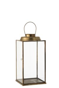 J-Line Laterne Low Antique - Glas/Eisen - Bronze - klein - LC