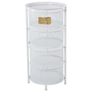 WITMETAALEN KRUIDENIERSTOEL MET 4 DRAAIENDE LADES _°32,5X65CM, LADE:°29X14CM CU60957