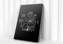 A5/A6 notebook with a tartan pattern featuring green and red squares on a dark background.