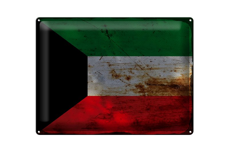Tin Sign Flag Kuwait 40x30cm Flag of Kuwait Rust
