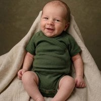 Short sleeve wool wrap romper – Merino wool – Rifle Green